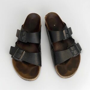 Birkenstock Arizona Black Leather Slide Sandals Slip-on Men’s Size 9 Sz 42 Fair